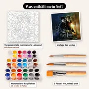 Malen nach Zahlen Harry Potter und Ron Weasley – Set-Inhalt: vorgezeichnete Leinwand, Farben, Pinsel