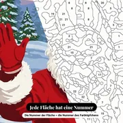 Malen nach Zahlen Nikolaus und Weihnachtsgeschenke – Nahaufnahme der nummerierten Leinwand