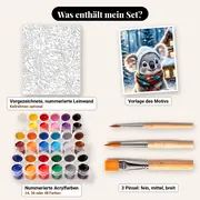 Malen nach Zahlen Weihnachts-Koala im Schnee – Set-Inhalt: vorgezeichnete Leinwand, Farben, Pinsel