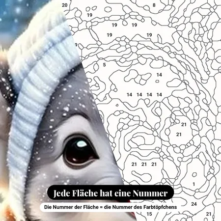 Malen nach Zahlen Weihnachts-Koala im Schnee – nummerierte Leinwand zum Malen