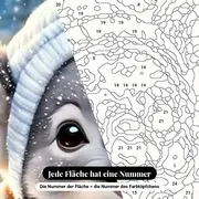Malen nach Zahlen Weihnachts-Koala im Schnee – Nahaufnahme der nummerierten Leinwand