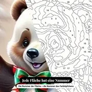 Malen nach Zahlen Weihnachts-Baby-Panda – Nahaufnahme der nummerierten Leinwand