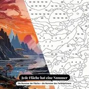 Malen nach Zahlen Fantasielandschaft mit drei Monden – Nahaufnahme der nummerierten Leinwand