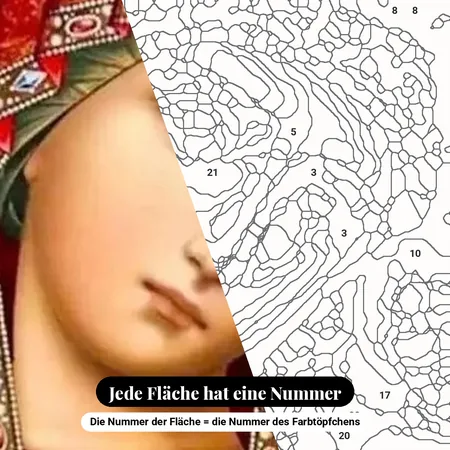 Malen nach Zahlen Madonna mit Kind, goldene Ikone – nummerierte Leinwand zum Malen