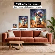 Malen nach Zahlen Zauberer-Kätzchen auf Kürbis – verfügbare Formate im Größenvergleich zu einem Sofa