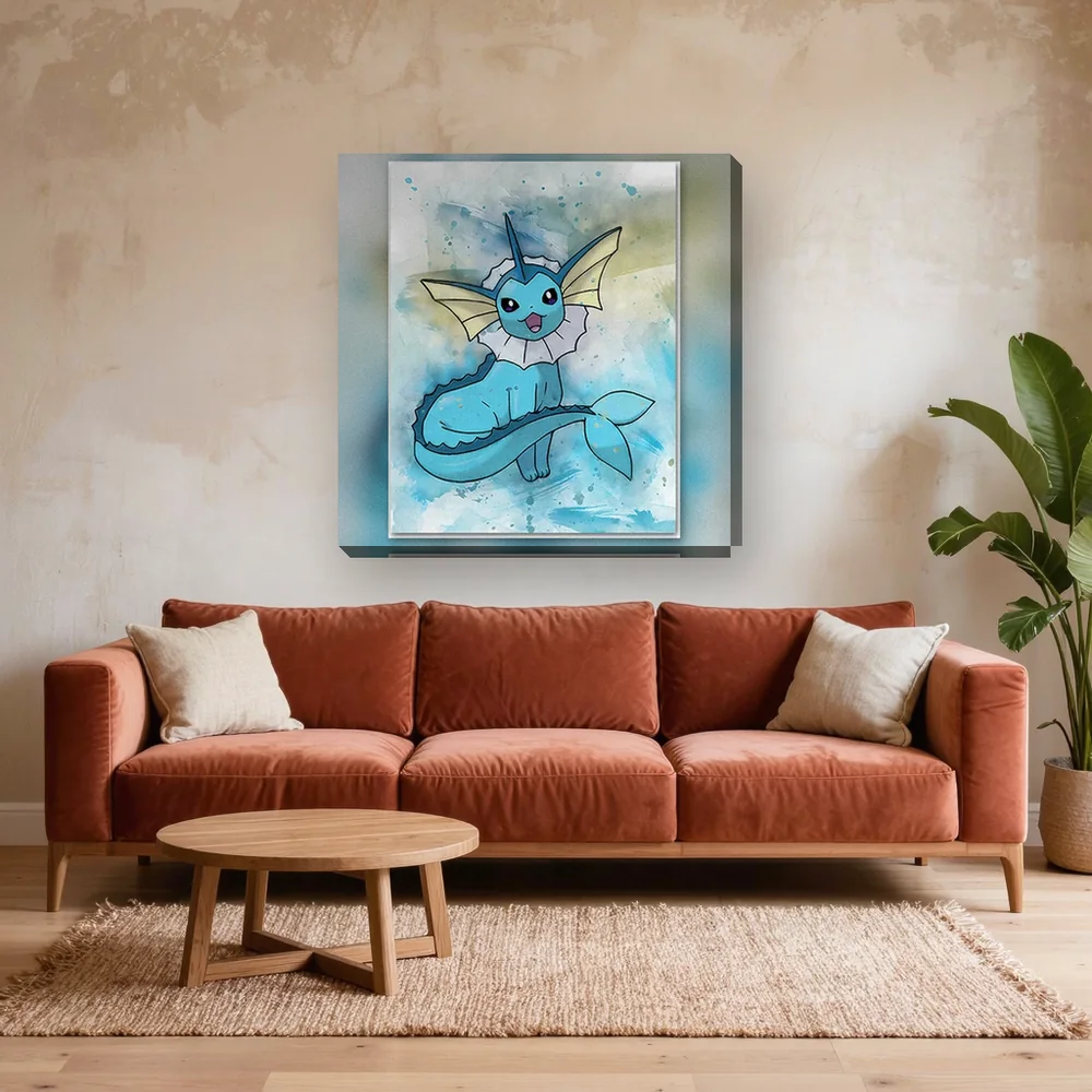 Malen nach Zahlen Aquali Aquarell – fertiges Gemälde in einem Wohnzimmer